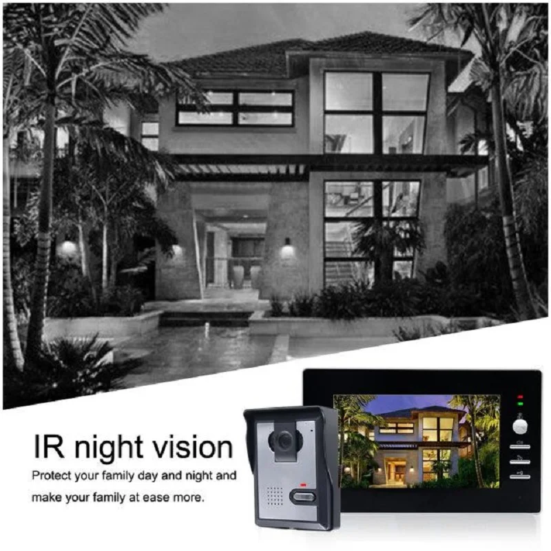 

Saful 7'' LCD Wired Video Door Phone Visual Video Intercom Speakerphone IR Night Vision Camera Doorbell Intercom System