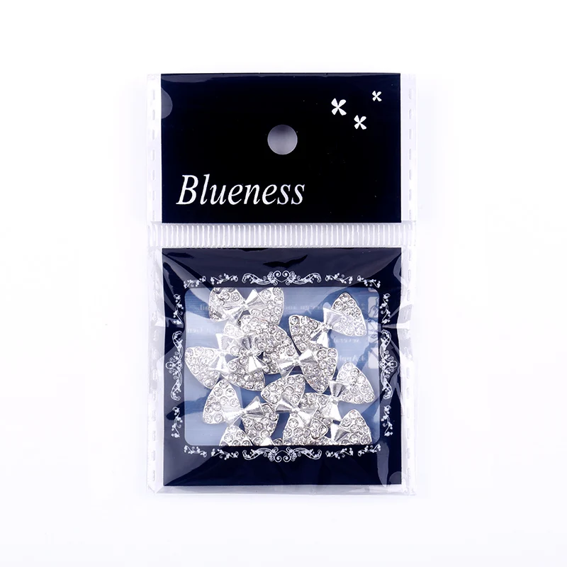 Blueness 10 шт. подвески с серебряным бантом дизайн ногтей принадлежности для