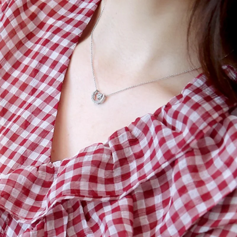 Новинка 2017 года осень оборками Блузка Для женщин красный плед Топы для Женская