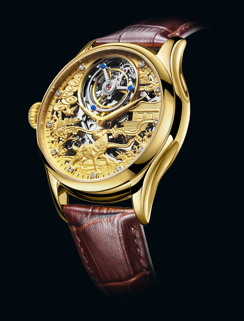 Kopeck, мужские часы, Tourbillon, скелет, механические часы, Сапфировая кожа,, Роскошные,, бренд, собака, Relogio Masculino