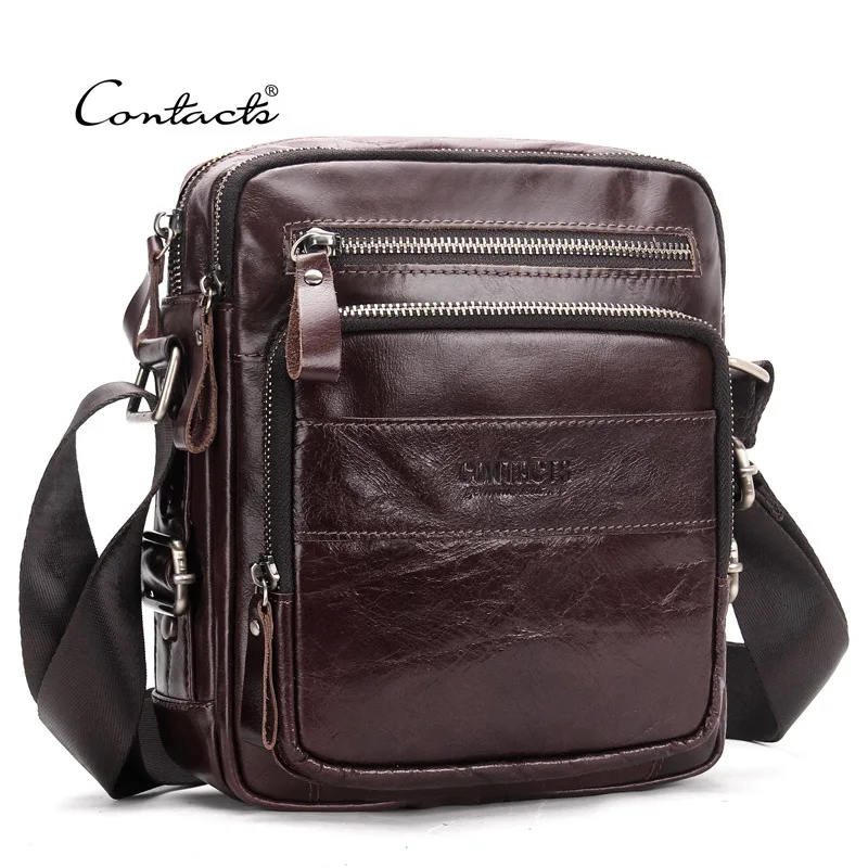

Men Bag Male Shoulder Fashion Bag Genuine Leather Crossbody Messenger Small Oil Wax Casual Flap Business Travel Handbags Gift