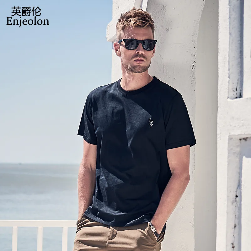 Enjeolon Футболка мужская летняя футболка с короткими рукавами и круглым вырезом