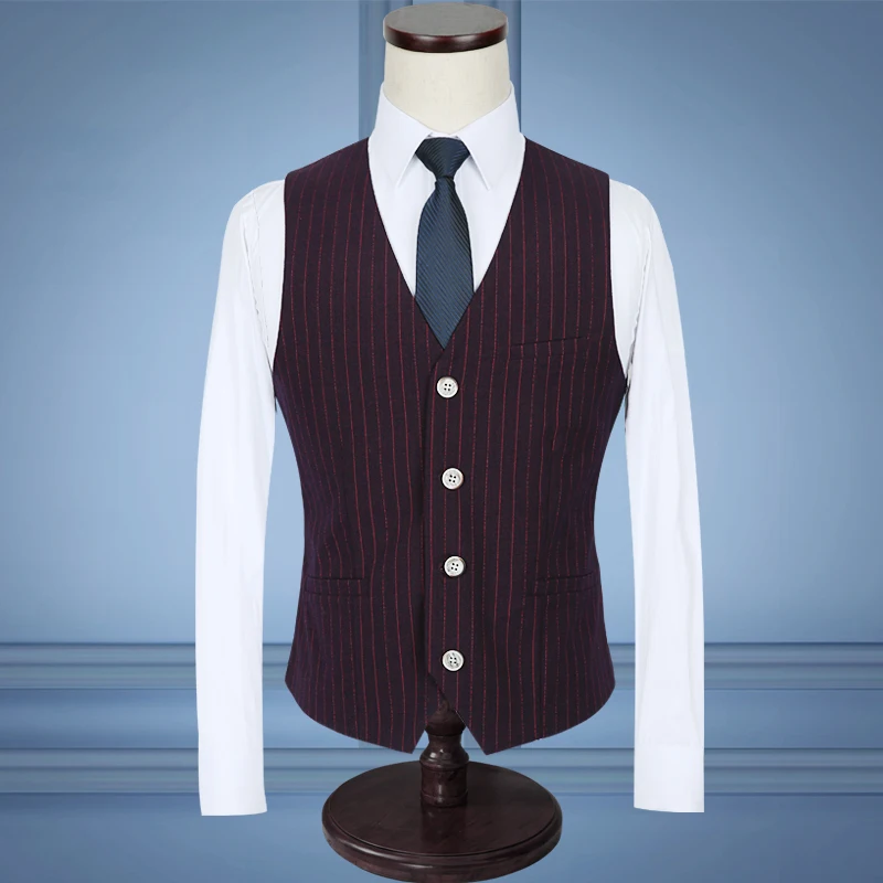 3 предмета Классическая Бизнес полосатый Костюмы для Для мужчин Slim Fit Свадебный