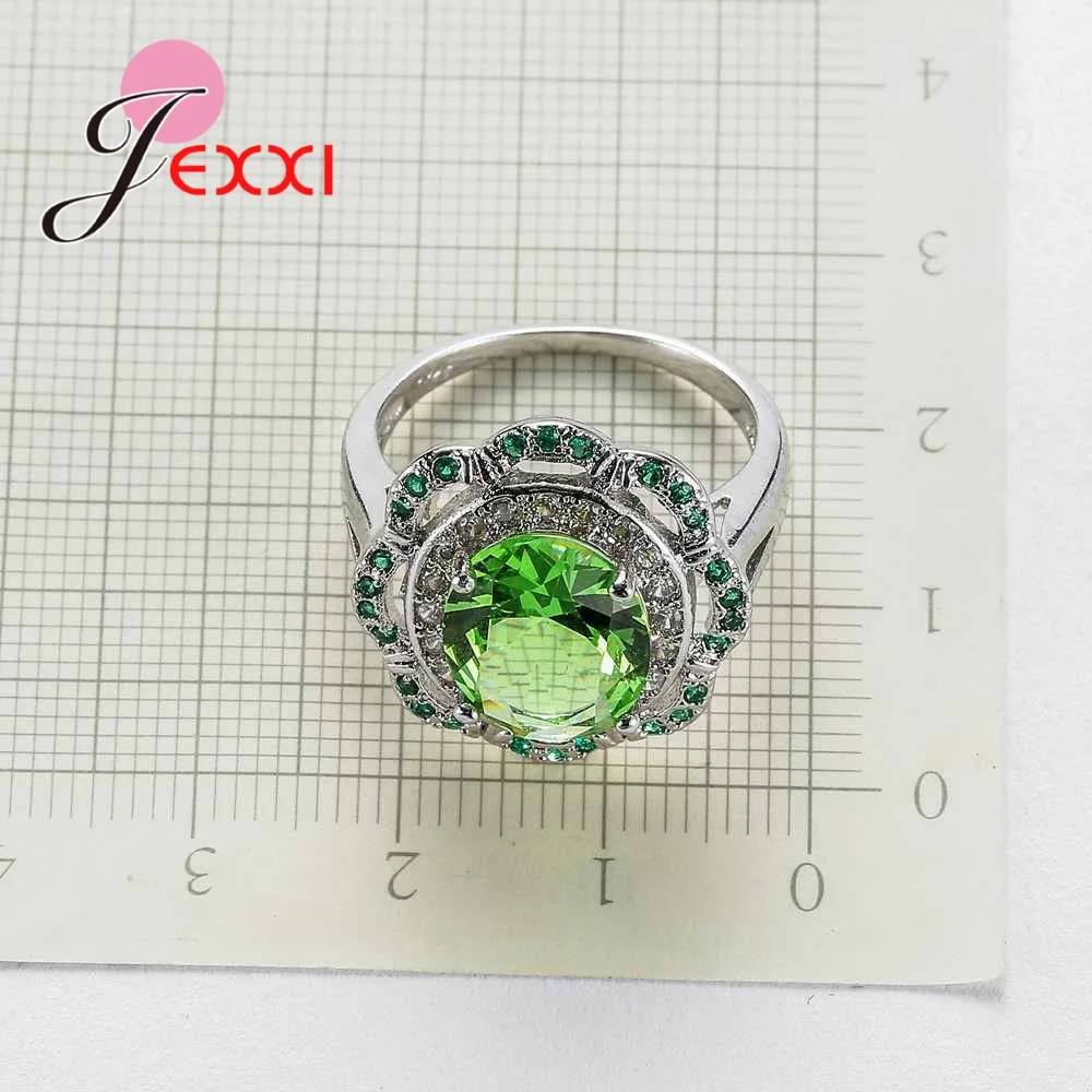 High-End 925 Sterling Silver Crystal Jewelry Women Colorful Fashion Hollow Flower Rings New Bijoux for Femme | Украшения и