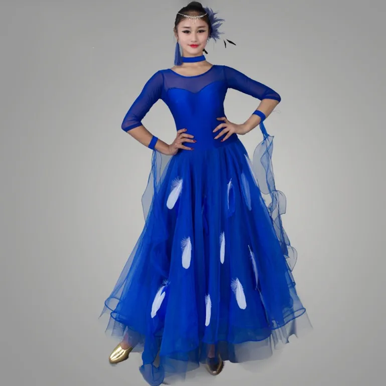 Платье для бальной комнаты с перьями платье стандартных танцев костюм