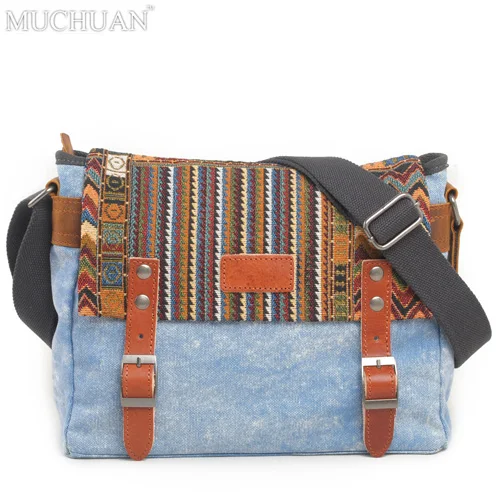 Muchuan 6007# Новая красочная сумка на плечо в этническом стиле, рюкзак для ноутбука, аксессуары для жизни, Холщовая Сумка - Цвет: Navy blue