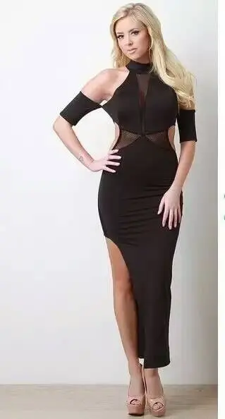 Горячая продажа 2016 новый черный короткие sleeev холтер сетки выдалбливают