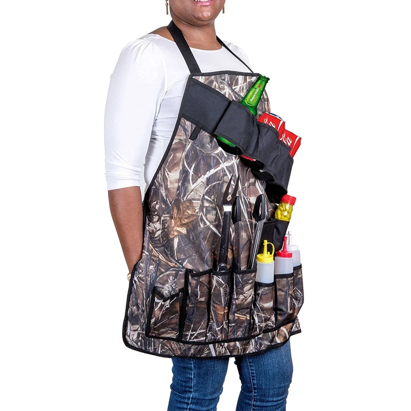 Уличный фартук для барбекю пикника с карманами инструментов и держателем