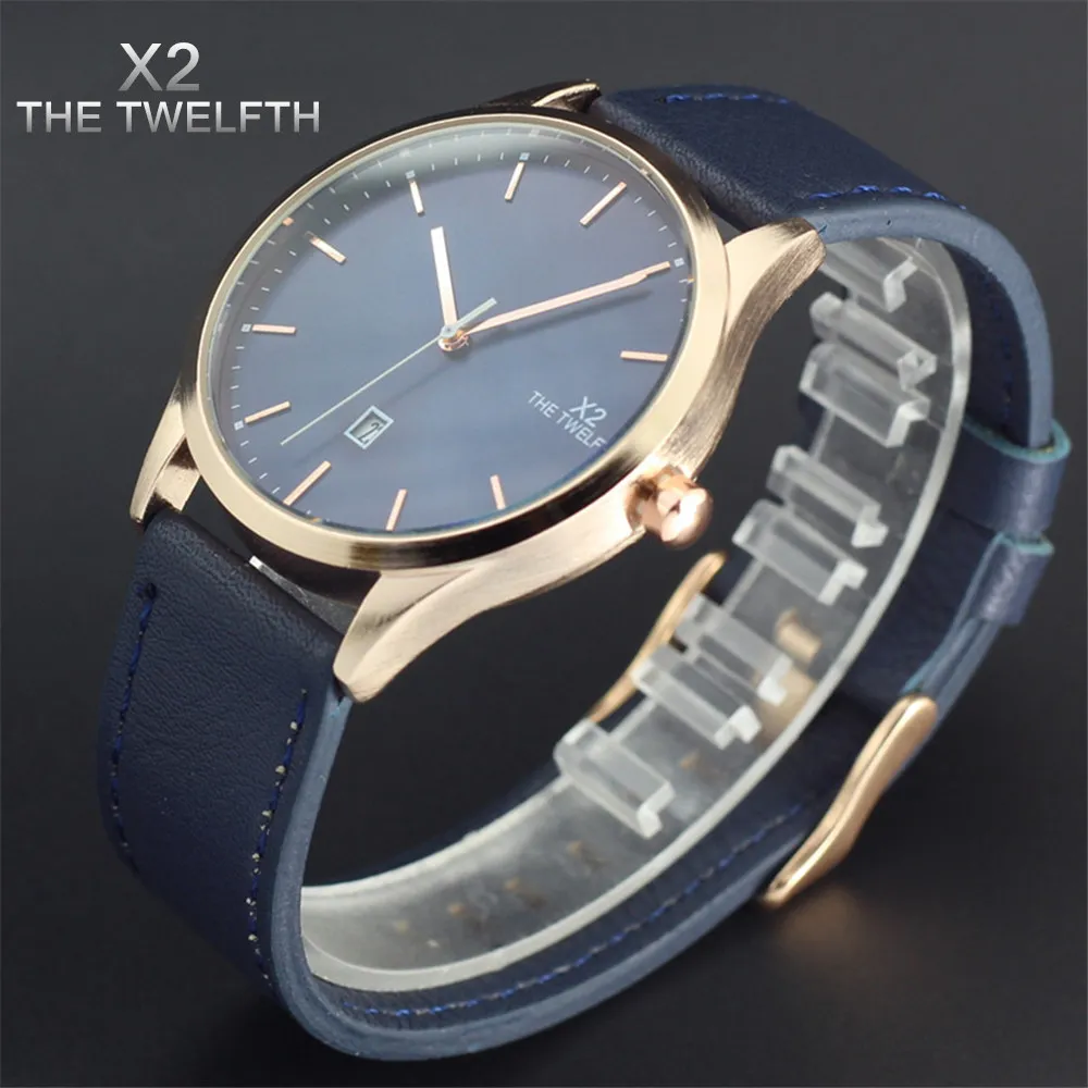 

Reloj hombre leather quartz watch men fashion brand X2 THE TWELFTH sports watch military male clock relogio masculino