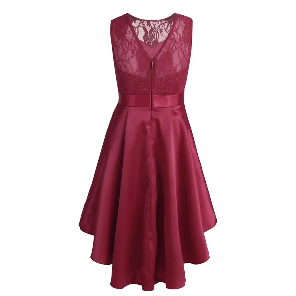 Детские кружевные асимметричные платья с цветочным узором для девочек