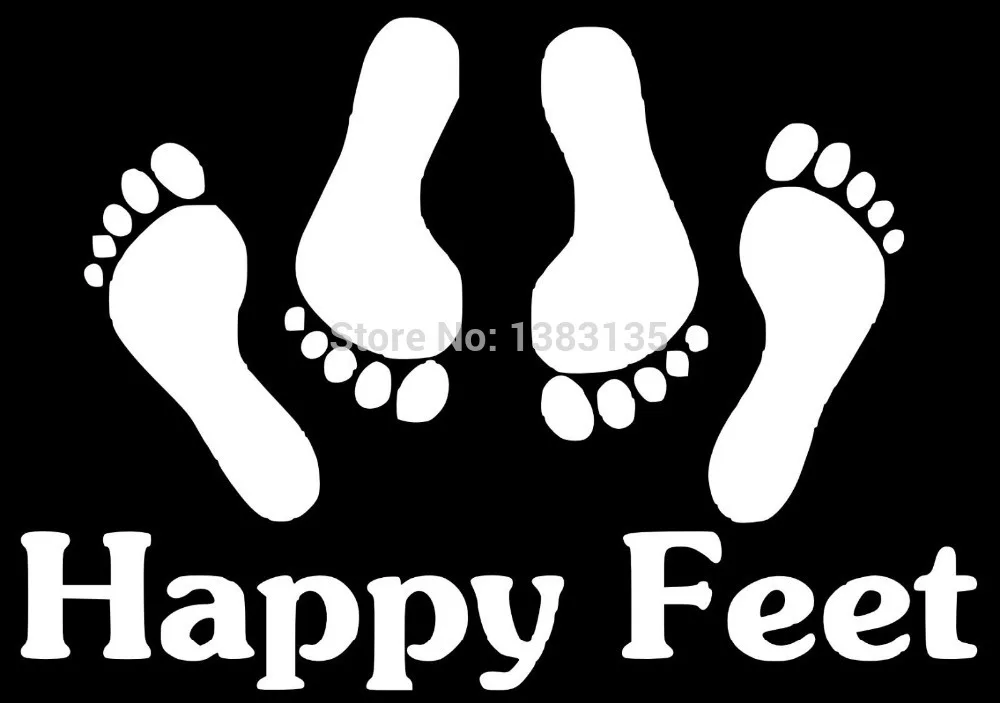 Бесплатная Доставка Happy Feet Смешно Автомобиля Наклейку Для Грузовиков Окно Бампер
