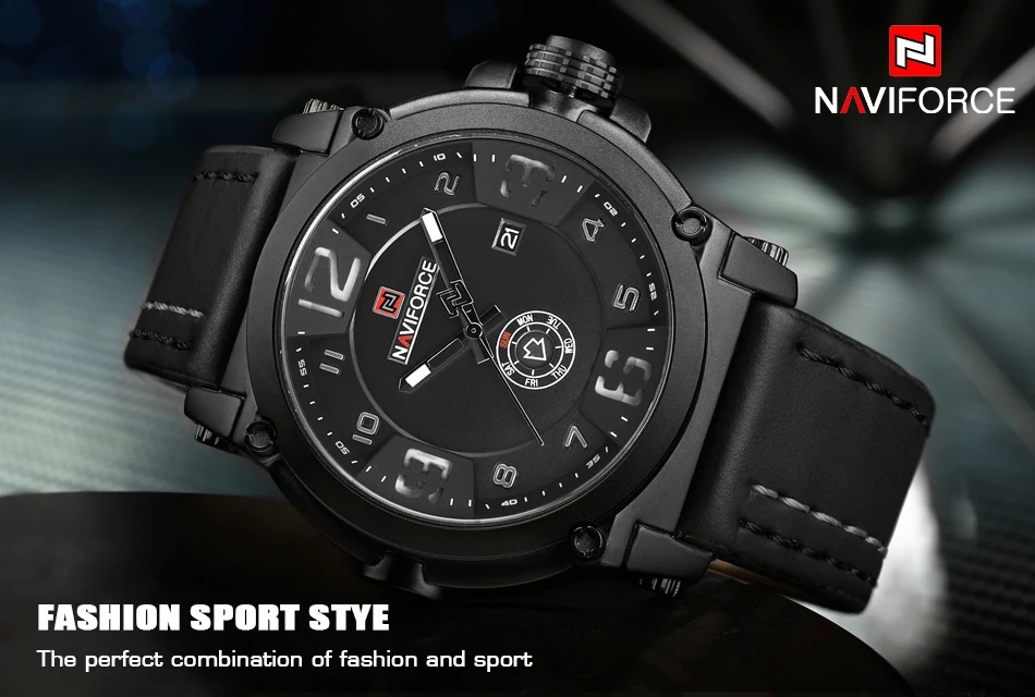 Новые модные мужские наручные часы naviforce Militray Спортивные кварцевые мужские часы кожаные водонепроницаемые мужские наручные часы Relogio Masculino