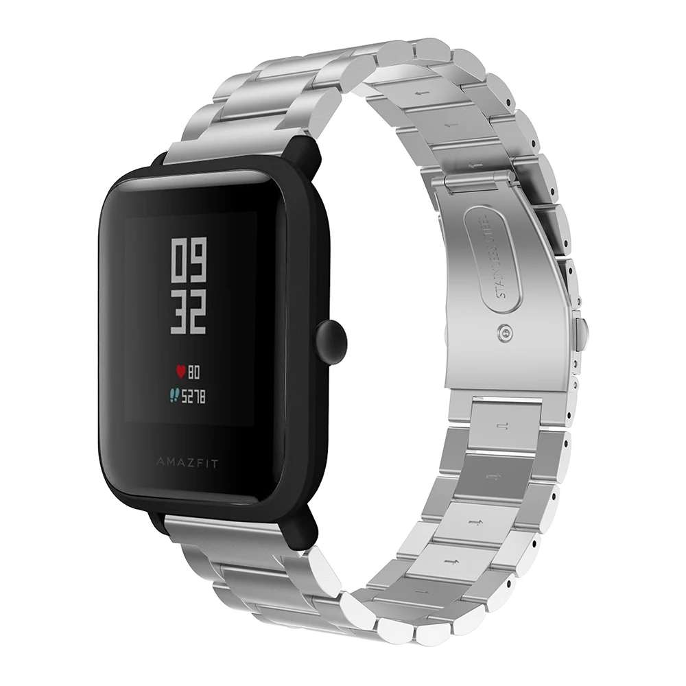 Ремешок из нержавеющей стали для смарт-часов Xiaomi Huami Amazfit универсальный
