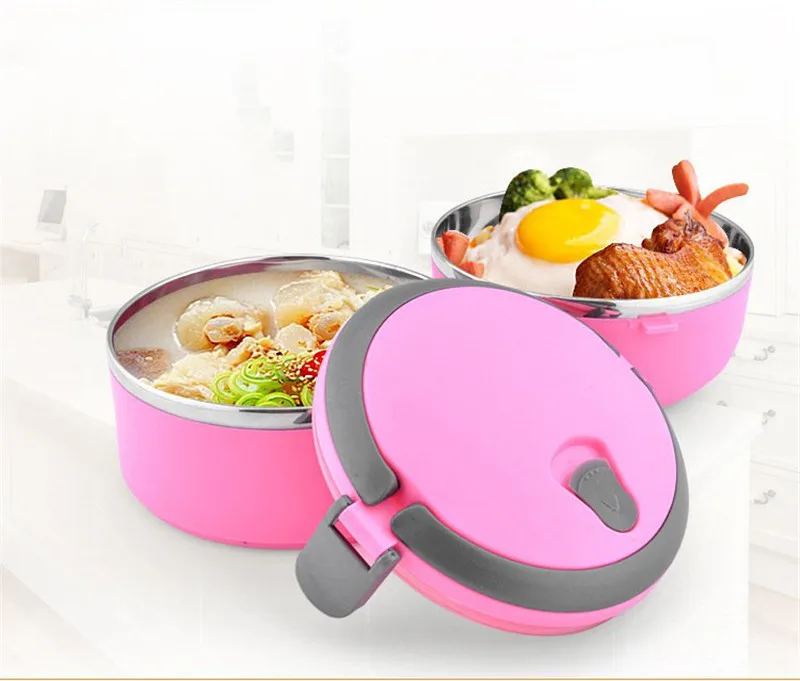 4 цвета однотонные круглые Bento Box изоляции нержавеющая сталь Ланчбокс студент чаши термос еда контейнеры кухонная посуда
