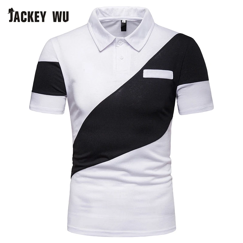 JACKEYWU Polo Shirt Men 2019 Summer Fashion Contrast Color Half Sleeve Tees Cotton Breathable Camisa Elastic Casual Polos | Мужская