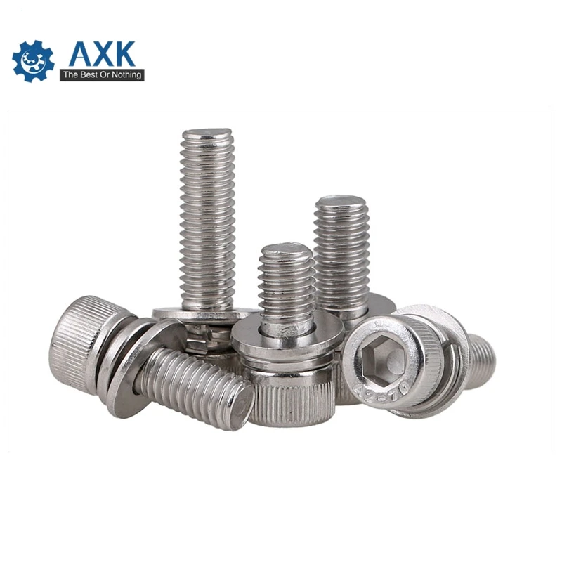 DIN912 M3 M4 M5 M6 M8 304 тройные комбинированные шестигранные винты из нержавеющей стали