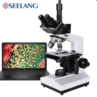 professional lab biological hd trinocular microscope zoom 1600x eyepiece electronic digital 7 inch lcd led light phone stand usb