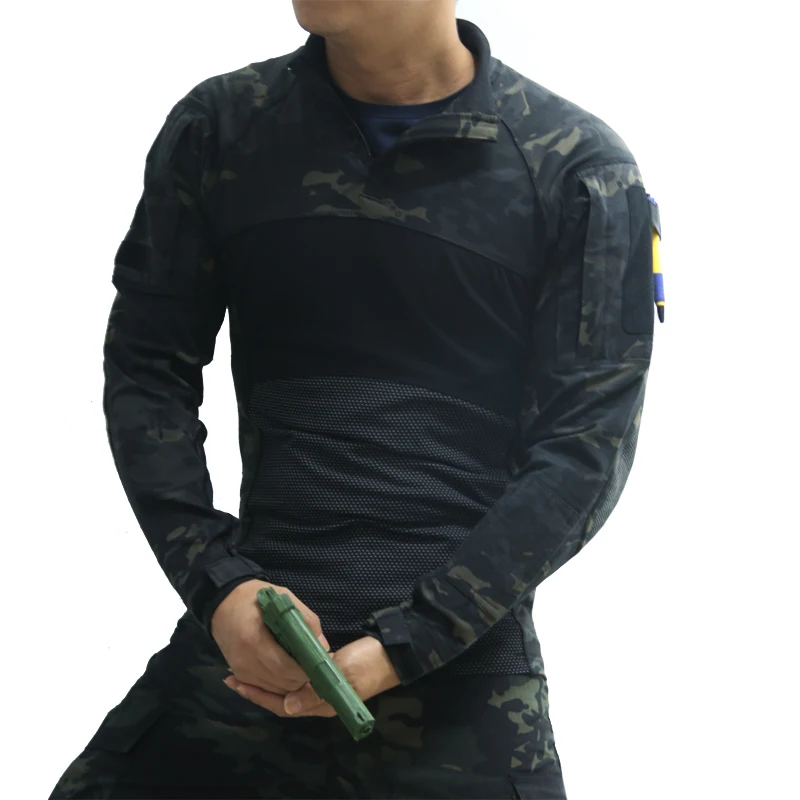 

TAK YIYING Tactical Army Combat Shirt Men Long Sleeve Camouflage Military T Shirt Rip-Stop Multicam Paintball Uniform Clothing