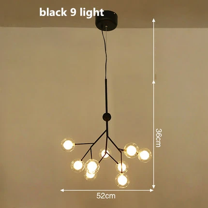 black 9 light Современные двойные стеклянные абажуры G4 светодиодные подвесные лампы, подвесные светильники для гостиной, подвесные лампы - Цвет корпуса: black 9 light