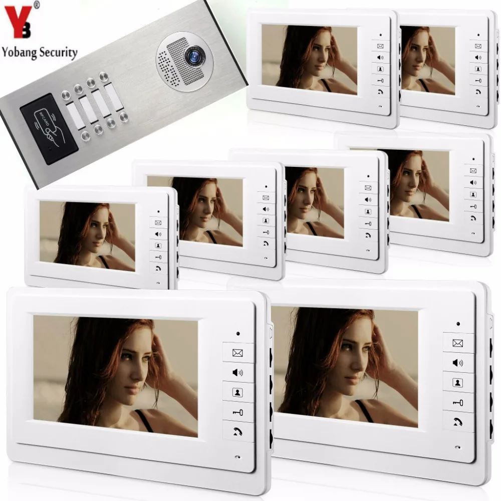

Видеодомофон yomang, система внутренней связи, HD камера, 7 дюймов, с rfid-брелоками, 8 шт.