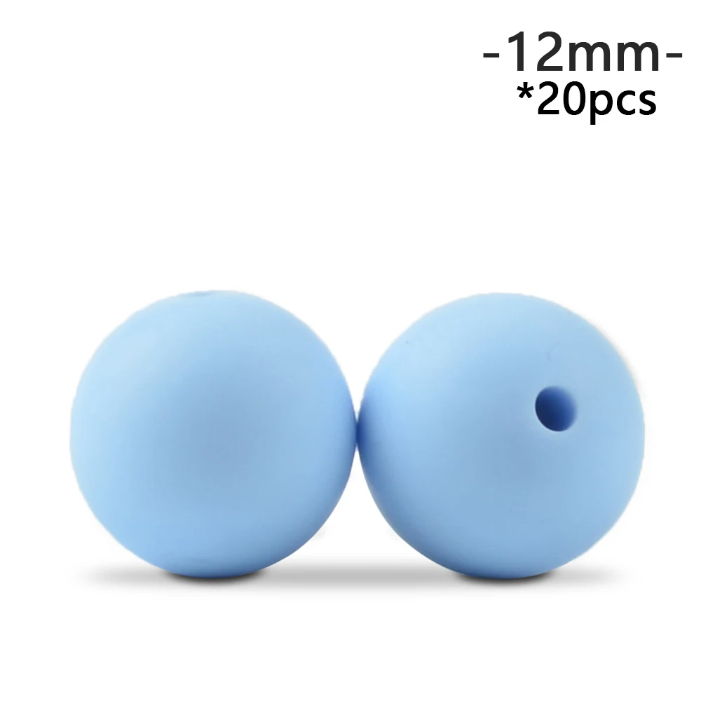pastel blue LOFCA, 12 мм, 20 шт./лот, силиконовые бусины, рассыпчатые, сделай сам, жевательные, цветные, для прорезывания зубов, для младенцев, безопасный, Круглый Прорезыватель - Цвет: pastel blue