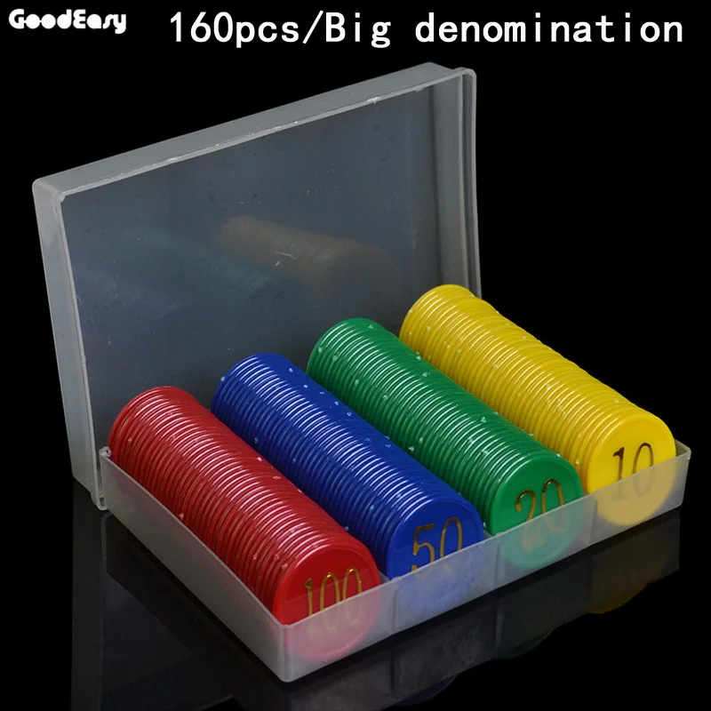 160pcs big value Покерный набор фишки для покера Пластиковые наборы фишек для покера горячая штамповка позолота цифровой чип маджонг Покер игры Жетоны монета для игр чип карты техасский холдем покер - Цвет: 160pcs big value