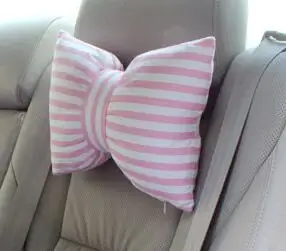 red neck pillow Милая полосатая подушка с бантом для шеи автомобиля, подушка для подголовника, креативная Автомобильная подушка для безопасности сиденья, подушка для головы s, поясничная подушка для девочек - Цвет: red neck pillow