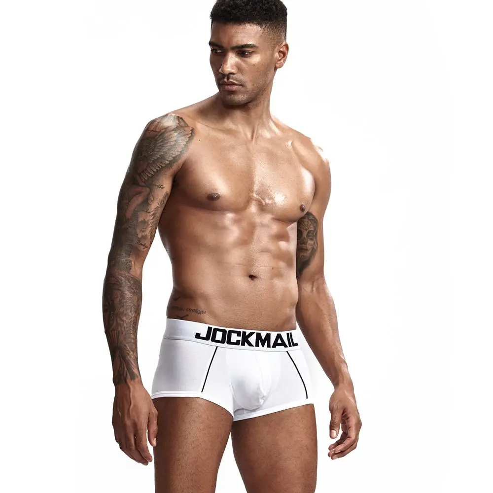Бренд jockmail Горячая Мужское нижнее белье; трусы-боксеры; Соблазнительные однотонные хлопковые Для мужчин дышащие трусы-боксеры трусы