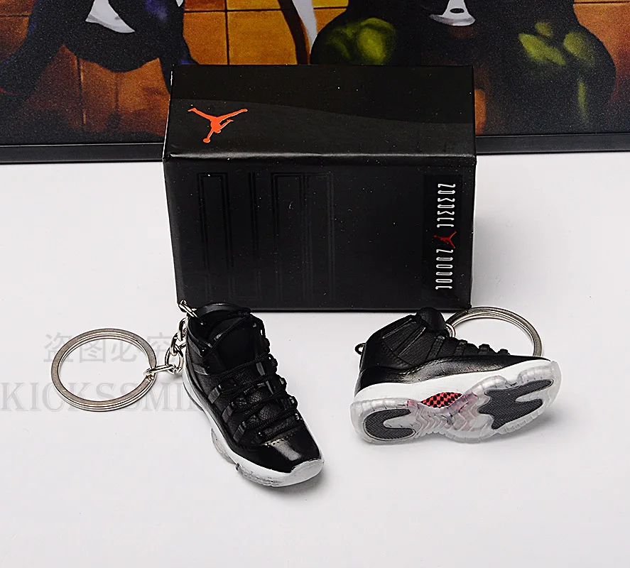 Дропшиппинг aj1 темно-белый красный тапки Кукла аксессуар брелки Air Jordan 1 3D мини-кроссовки