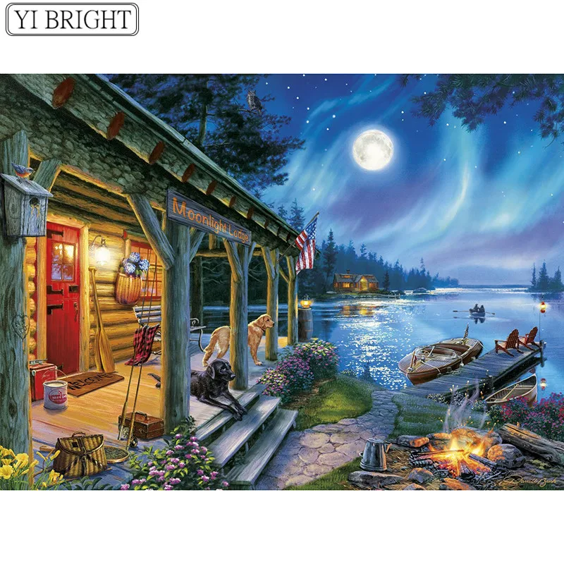 5D полноразмерная Алмазная картина сделай сам вышивка крестиком лунный свет