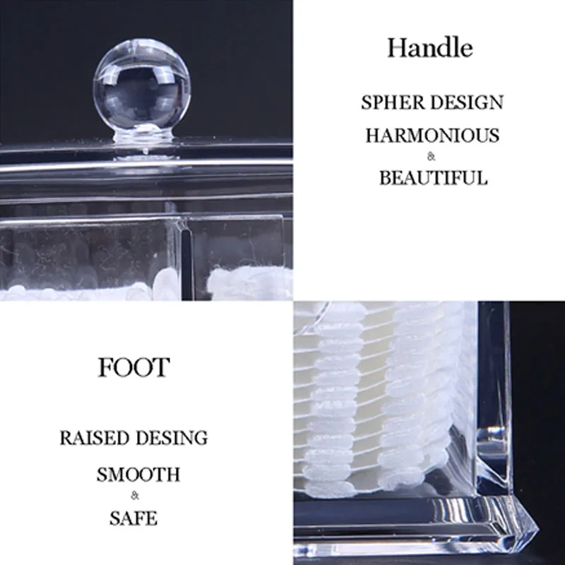 Прозрачный кристалл акриловый хлопок тампоны коробка для хранения косметики