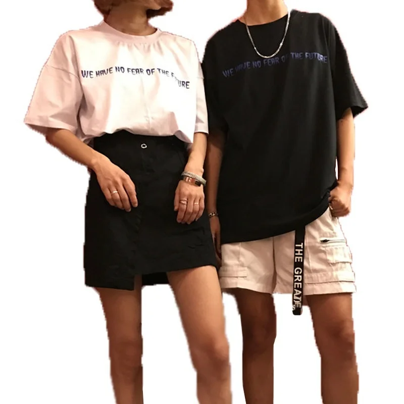 Uizzang BF ветер личность цифры Для женщин длинные рубашки Harajuku бесстрашный письма