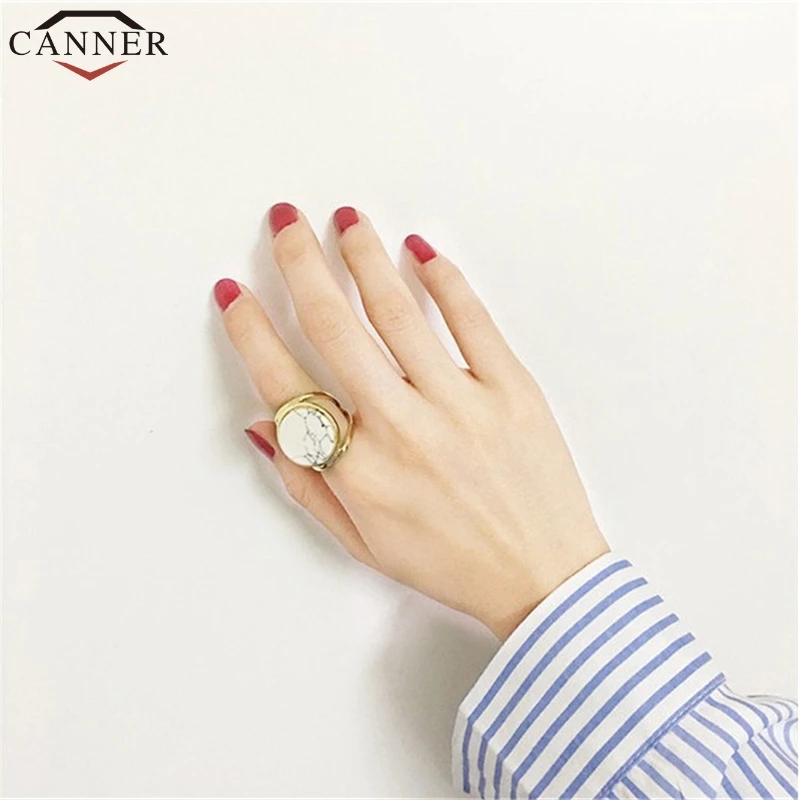 Женское кольцо с геометрическим мрамором CANNER креативное из натурального