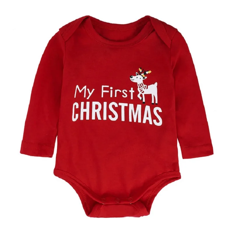 My First Christmas/костюмы для новорожденных боди маленьких мальчиков Цвет Красный