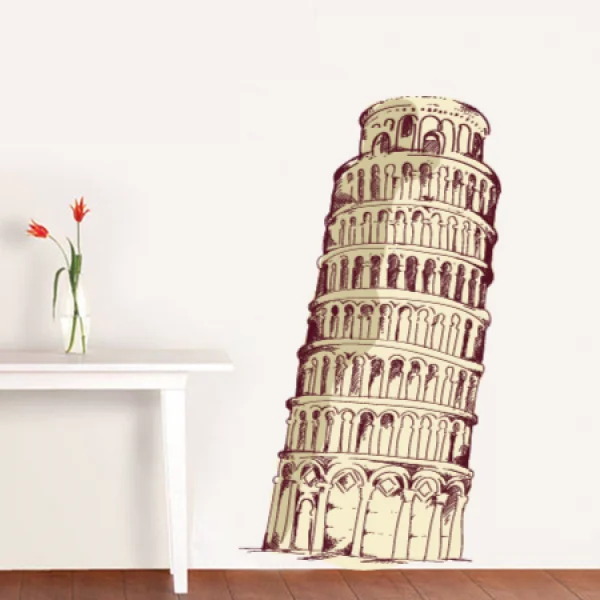 Настенная виниловая наклейка с изображением наклонной башни Пизы путешествий
