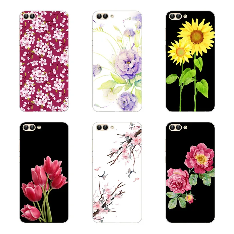 huawei p smart Case Silicon flowers Painting Soft TPU Back Cover for Protect Phone cases shell |