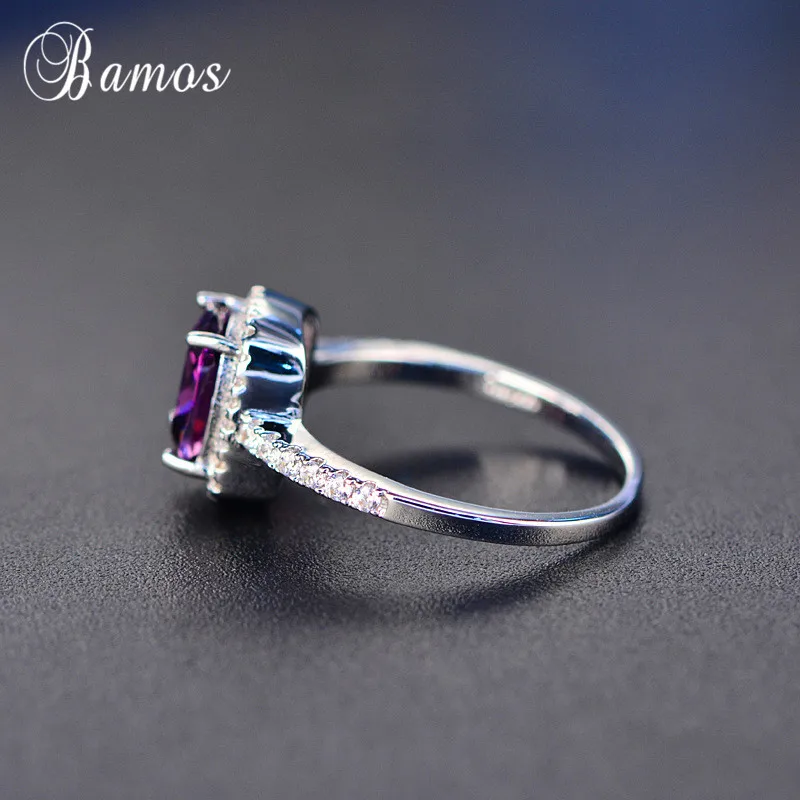 Bamos Purplr/Белый/Синий Геометрический Циркон Обручальное кольцо роскошные белые