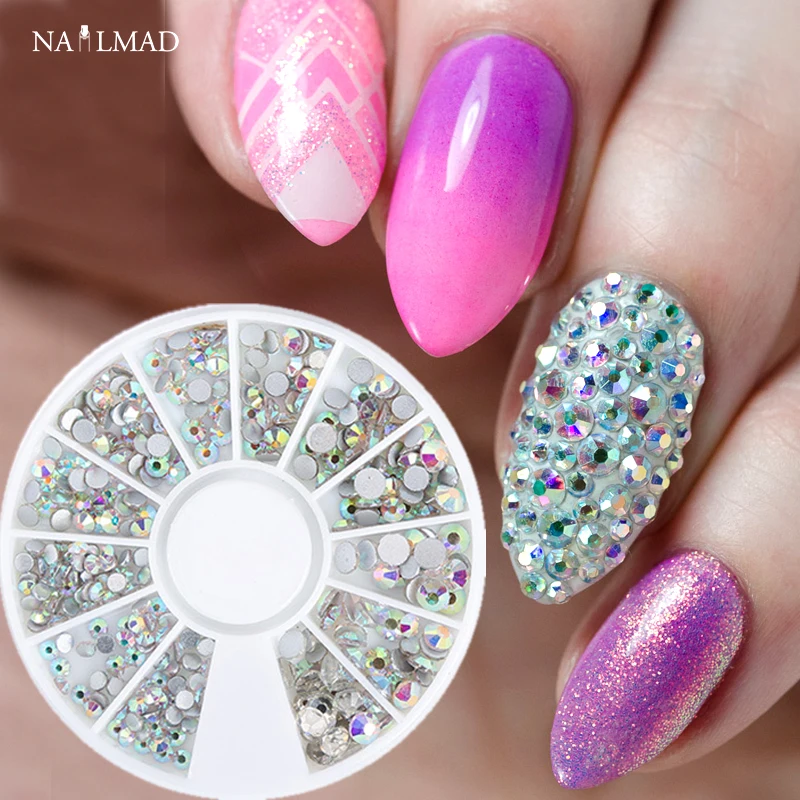 180 шт./кор. плоские Стразы для ногтей смешанные размеры AB дизайна со стразами