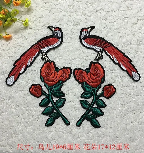 

New Bird and Roses A Set Exquisite Embroidery Cloth Dress Patch Applique DIY Accessories 5 Sets/Lot