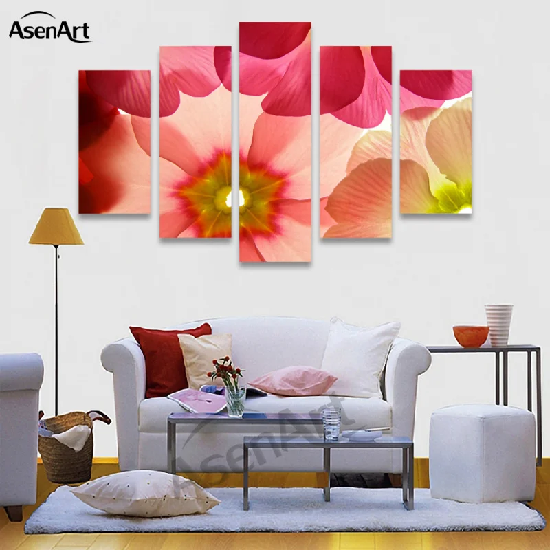 5 панель стены искусства холст печать работа Красный Цветок Рисунок картина для