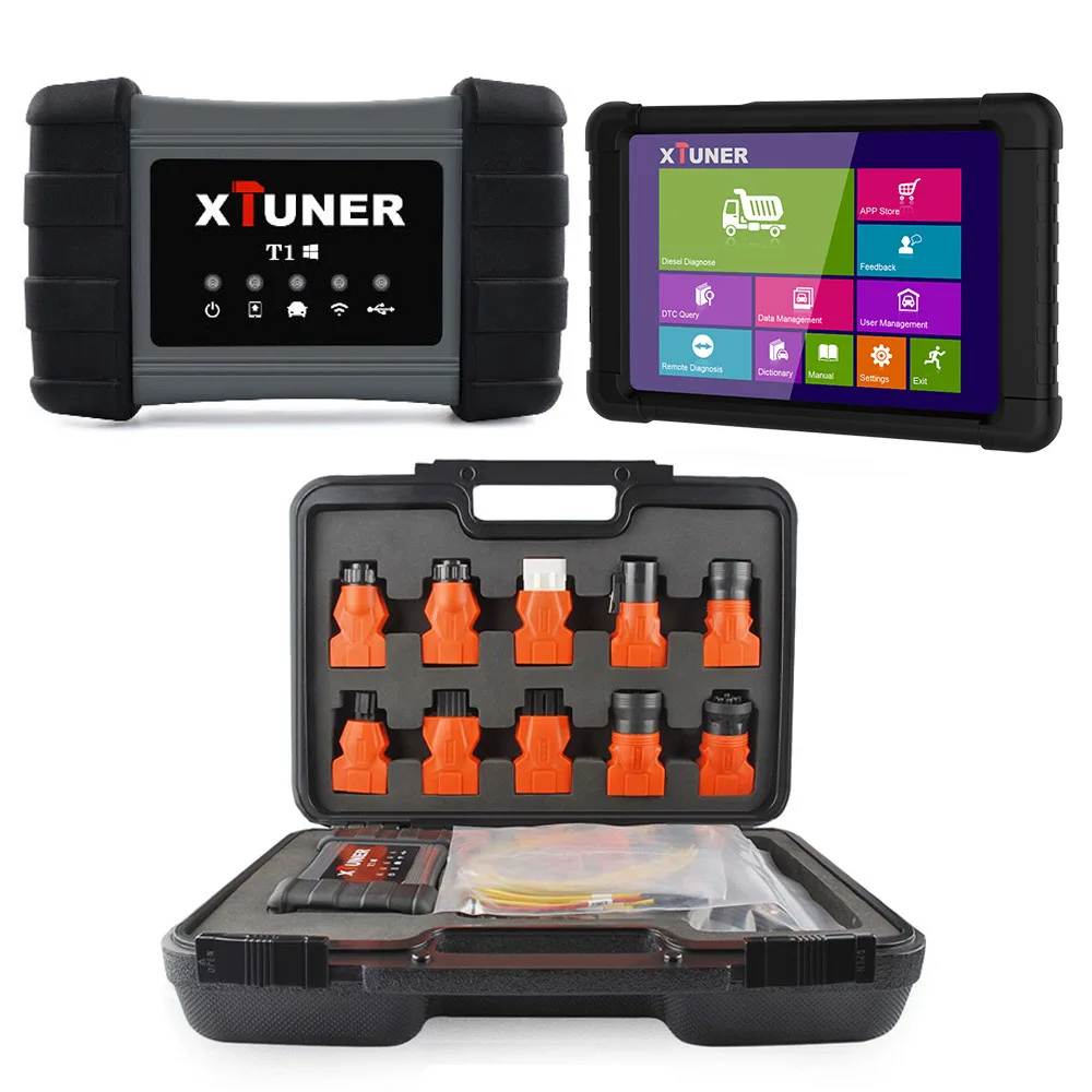 T1 with Tablet Сверхмощный грузовик Wi-Fi диагностический инструмент с планшетом XTUNER T1 Профессиональный Диагностический авто подушка безопасности ABS DPF OBD OBD2 грузовик сканер - Цвет: T1 with Tablet