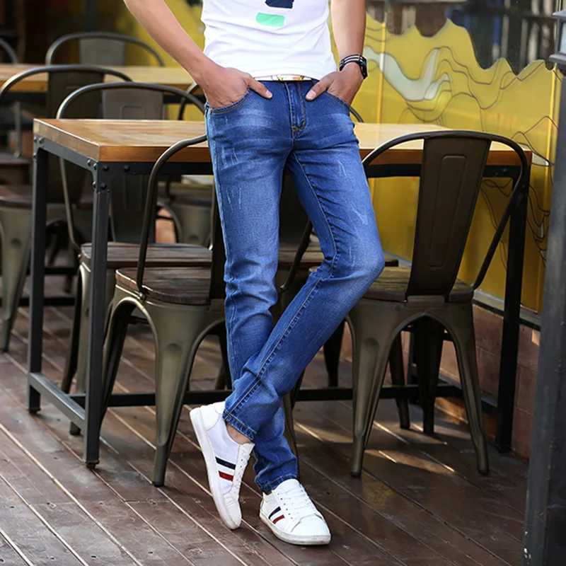 Джинсы мужские облегающие стрейчевые однотонные белые весна-лето 2021 | Мужская