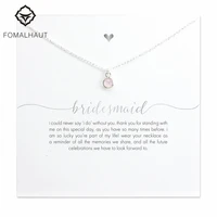 bridesmaid pink crystal pendant necklace chain necklace fashion women wedding jewelry maid of honor bridesmaid gift