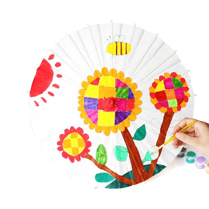 Chinese Style Blank DIY hand painted Oil Paper Umbrella for Children Project Art Decor Accessories Painted Decorative | Канцтовары для