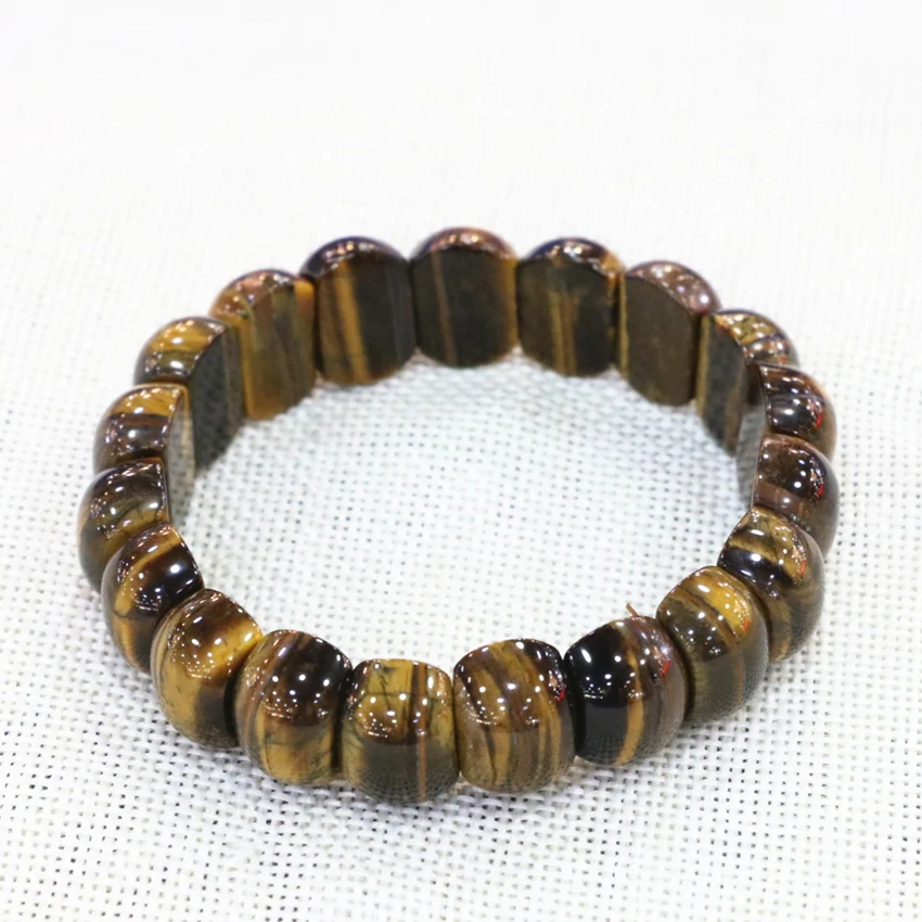Bracelets &amp Bangles For Women Natural Stone Tiger Eyes Yellow Geometry Beads Manual 11x15mm Strand Men Diy Jewelry 7.5inch B3274 |