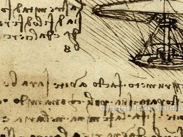 Рукопись да Винчи винтажная картина с самолетом чистый хлопок холст настенная