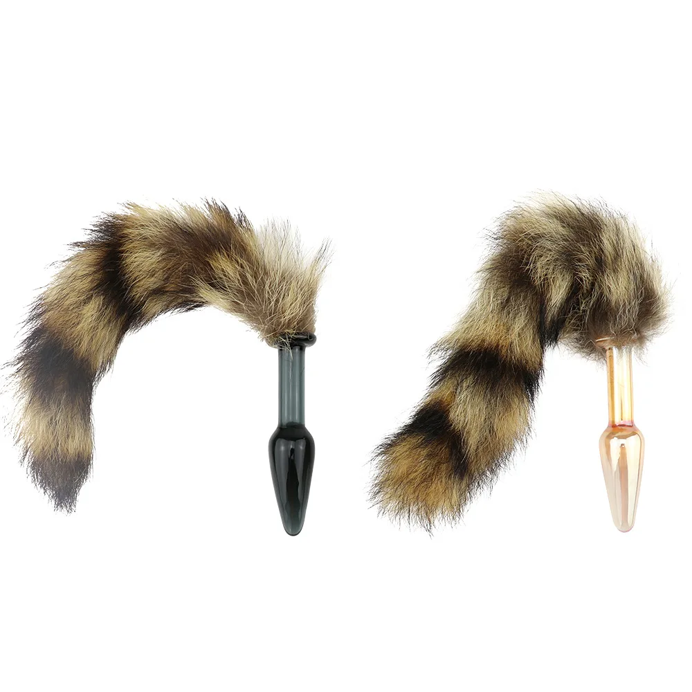 Small Glass Anal Plug Fox Tail Butt Plugs Ass Massage Animal plug Adult Sextoys for Couples Woman Men Cosplay Sex Products | Красота и