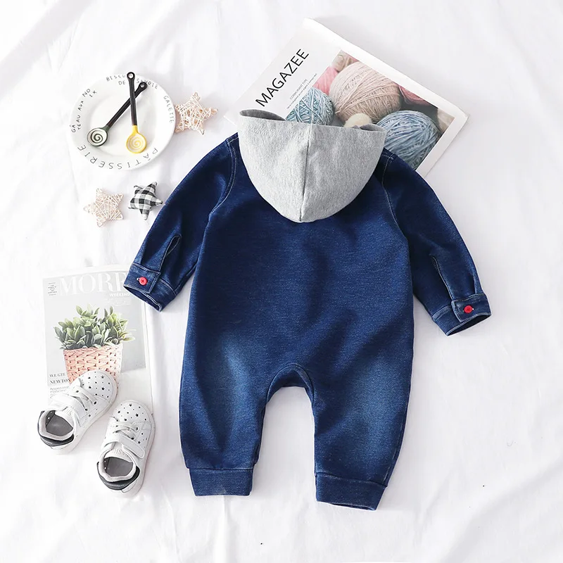 Новинка весны 2019 модная Милая джинсовая одежда с капюшоном для мальчиков и