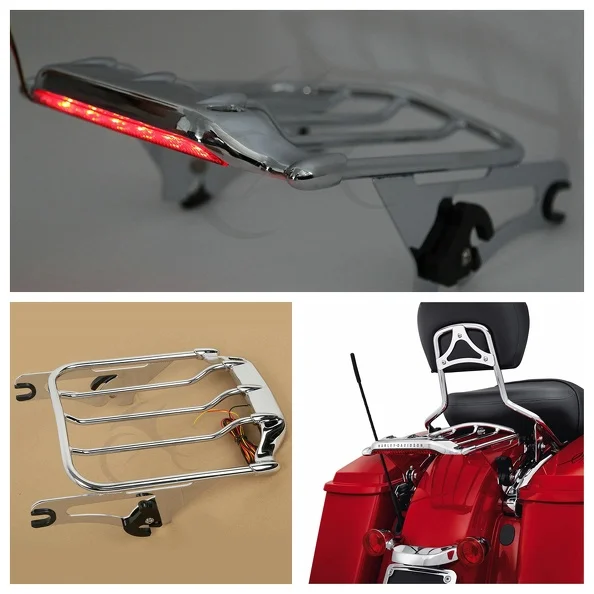 

Chrome Luggage Rack w/ LED Light For Harley Touring Air Wing Ultra Classic FL FLTR FLHX Road King Street Glide 09-13