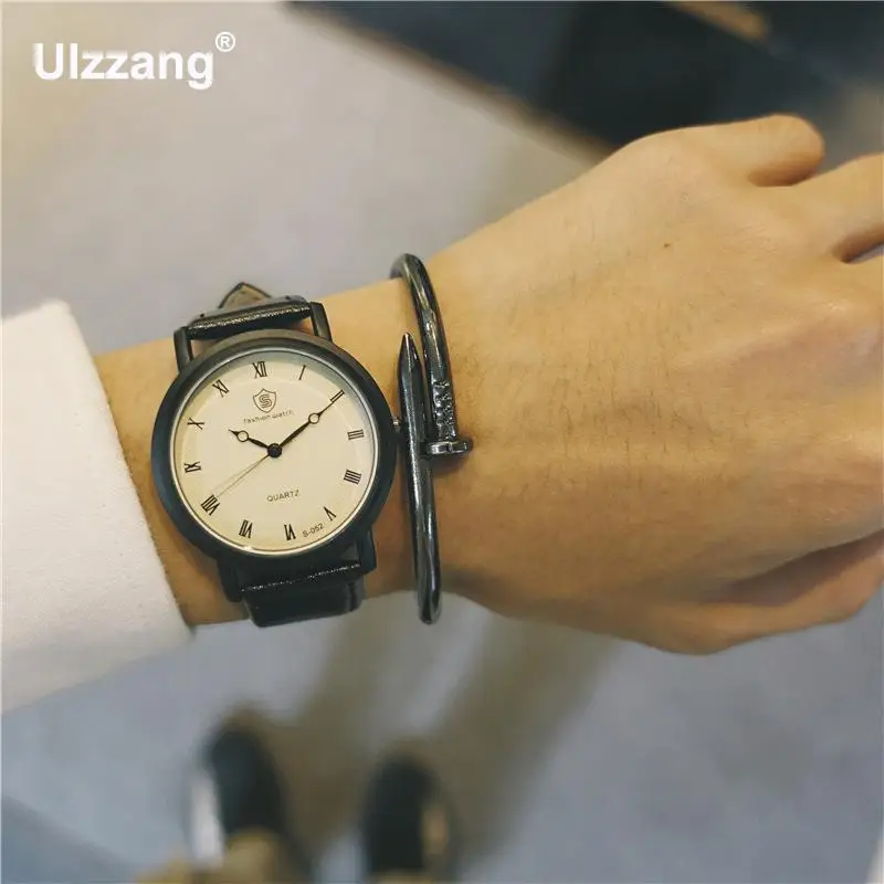 Винтажные Модные мужские женские коричневые черные кварцевые наручные часы